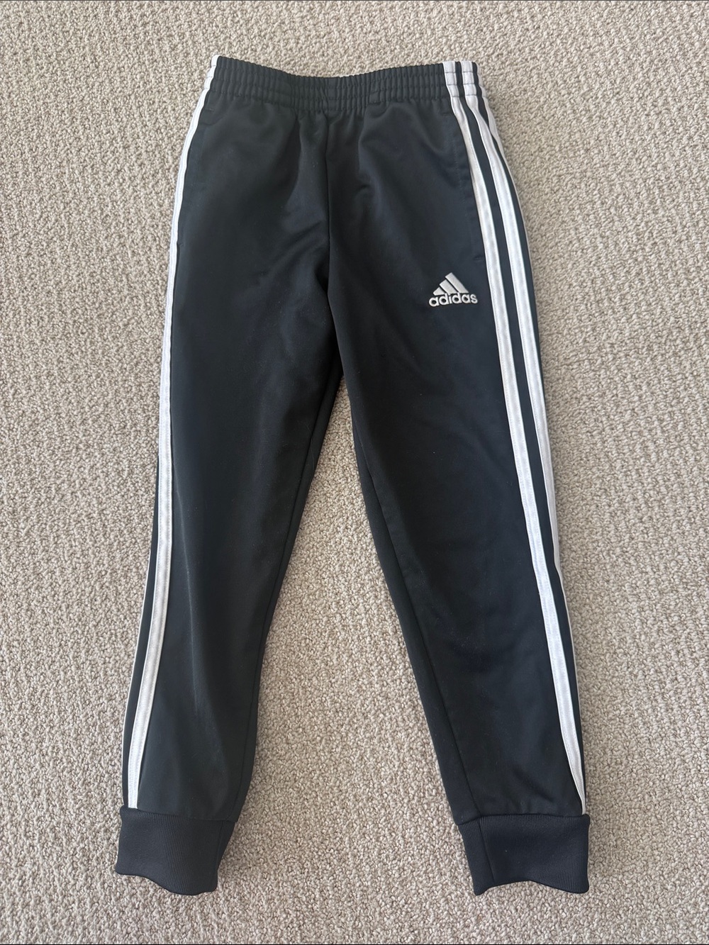 Kids adidas Black Joggers with White Side Stripes